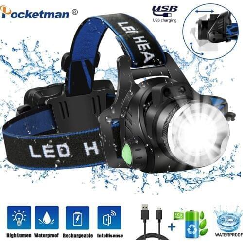 6000lumens Led Headlamps T6/L2Headlight Waterproof Zoomable Lantern 3Mode Head Torch by 18650 battery best for camping fishing