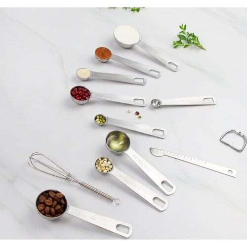 Stainless Steel Metal Measuring Spoons Set of 11 For Dry or Liquid Baking Scale Measuring Fits in Spice Jar with Leveling Ruler