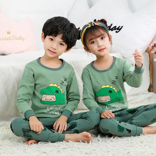 Boys Girls Pajama Set Autumn Winter Long sleeves Childrens Clothing Sleepwear Cotton Pyjamas Sets For Kids 2 4 6 8 10 12 Years