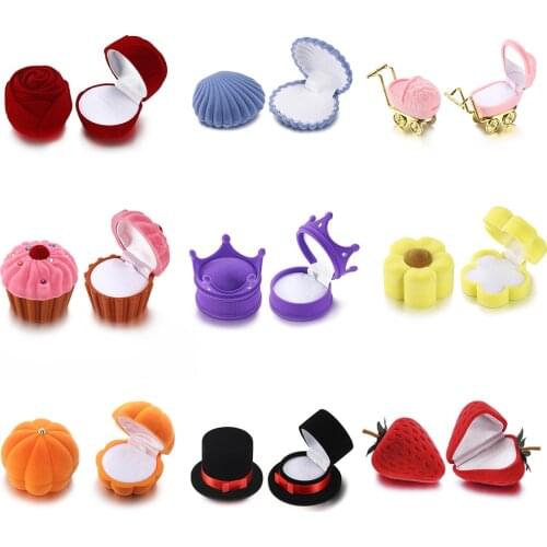 1 Piece Velvet Jewelry Packaging Gift Box Container Wedding Ring Box Ring Case Earrings Jewelry Display Gift Box Holder Package