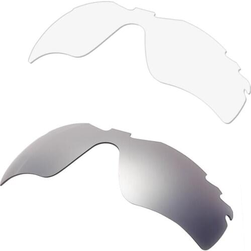 HKUCO Silver/Transparent 2 Pairs Polarized Replacement Lenses For Radar Path-Vented Sunglasses Increase Clarity
