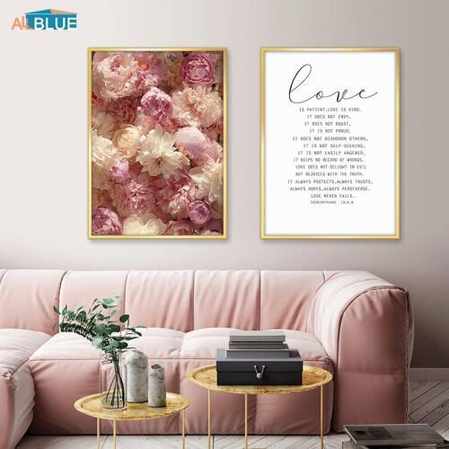 Nordic Posters and Prints Peony Flower Canvas Art Paintings For Living Room Wall Art Decoration Pictures Scandinavian Home Decor