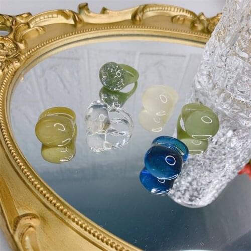 2021 Colorful Jelly Color Stacking Resin Ring for Women Candy Colors Simple Female Ring Fashion Vintage Finger Jewelry Gifts