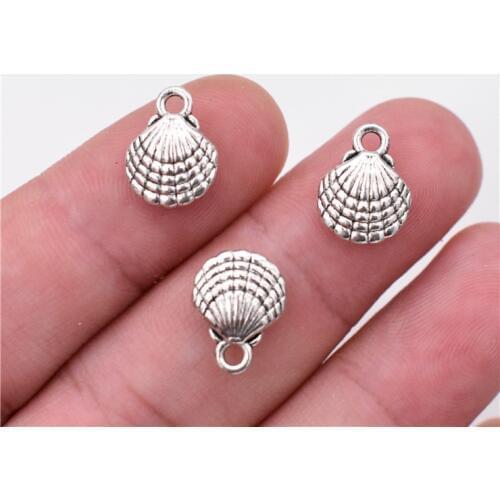 13x10x4mm 20pcs/lot Antique Silver Plated Shell Charms Pendant DIY Handmade Jewelry Accessories