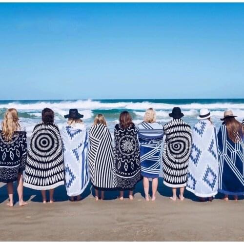 150CM Microfiber Round Tassel Beach Towel Printed Quick-drying Shawl Beach Mat Yoga Mat