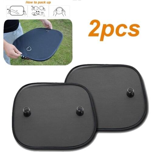 2pcs Black Side Car Sun Shades Rear Side Window Sunshades Cover Mesh Visor Shield for Baby with Suction Cups Uv Protection