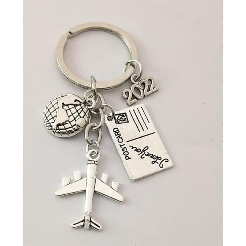 2021/2022 Earth Airplane Keychains No Matter Where Pendant Travel Keyring Friendship Best Friend Jewelry Diy Handmade