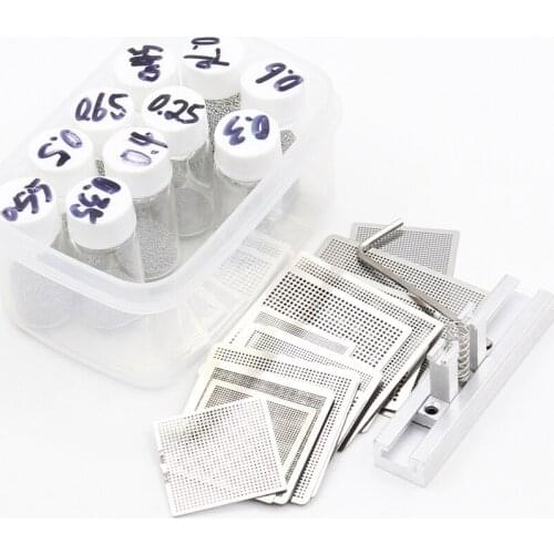27pcs/ Direct heating generic templates For Reballing Rework Soldering Repair 25K Leaded Solder Ball Brush element box