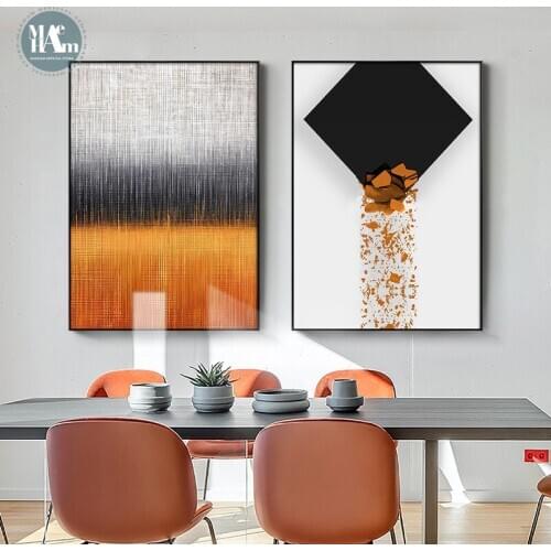 Abstract Geometric light and shadow orange art Wall Poster Print Canvas Painting Art Living Room Decoration Pictures Home Decor
