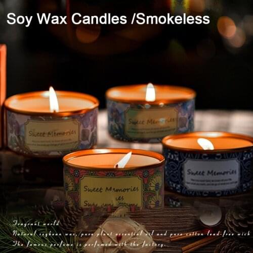 6 kinds of floral scented smokeless candle tin can perfume handmade scented candle natural soy wax home decoration