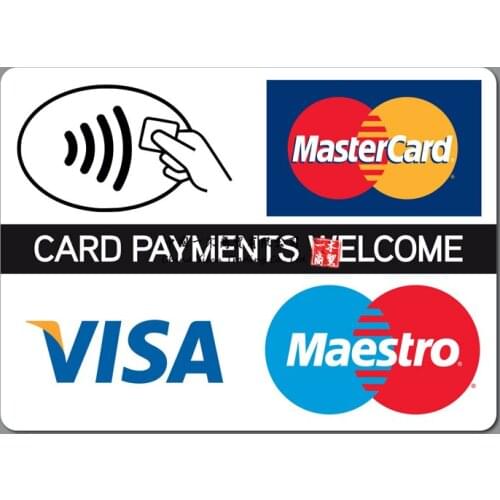 Contactless Card Payments Sticker Credit Card Taxi Shop Visa Mastercard Car