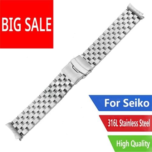 CARLYWET 22mm TOP Quality Hollow Curved End Solid Links Replacement Watch Band Strap Bracelet Double Push Clasp For Seiko SKX007