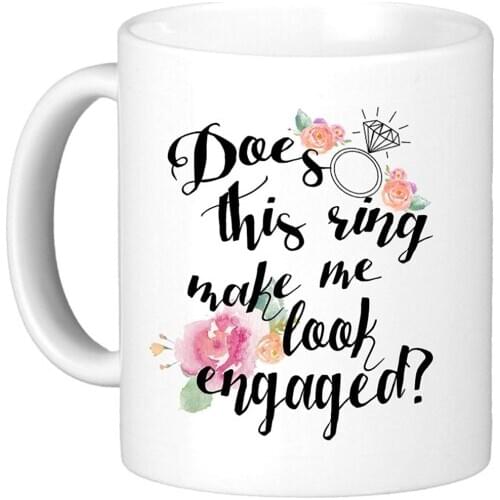 Does This Ring Make Me Look Engaged? - Engagement Gifts For Her 11 Ounce Mug - White Gift Box