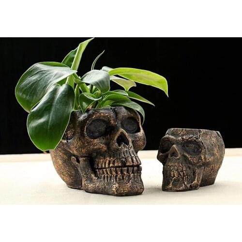Halloween Skull Concrete Planter Mold Mini Cement Flower Pot Container Silicone Mold Home Decoration Plaster Resin Mould