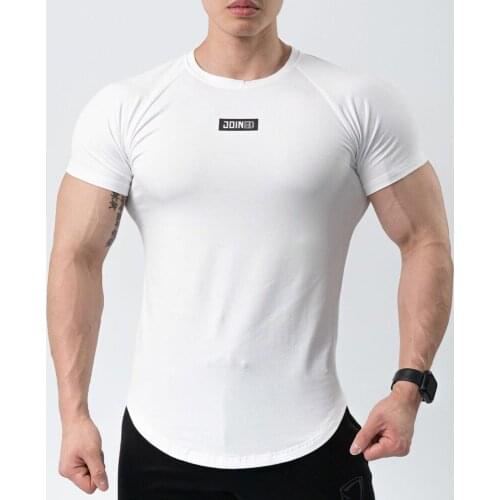 Gym T shirt Mens Fitness Training Cotton T-Shirt Male Bodybuilding Workout Skinny tshirt Summer Casual Short sleeve Tees Tops