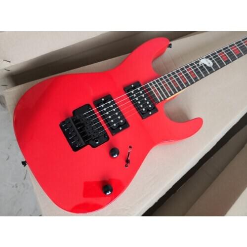 Free shipping custom 6 string guitar,red guitar,basswood body,red square inlay,Taiji,mosaic,tremolo bridge,HH pickups