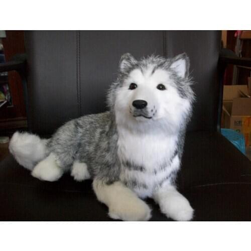 Simulation animal about 31x20x17cm prone husky dog polyethylene & furs handicraft home decoration gift w5566