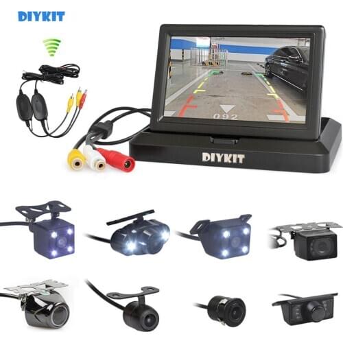 DIYKIT Wireless 5inch Foldabel Car Monitor Night Vision Backup Reverse Camera Car Rear View Camera