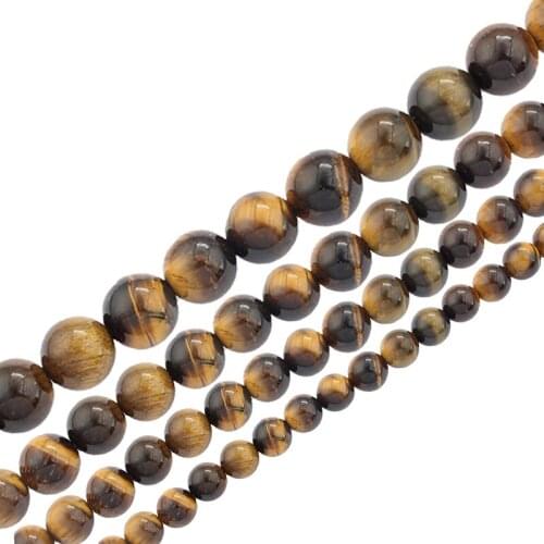 4mm 6mm 8mm 10mm 12mm Natural Stone Brown Tiger Eye Agates Round Beads For DIY Making Bracelet Necklace Jewelry