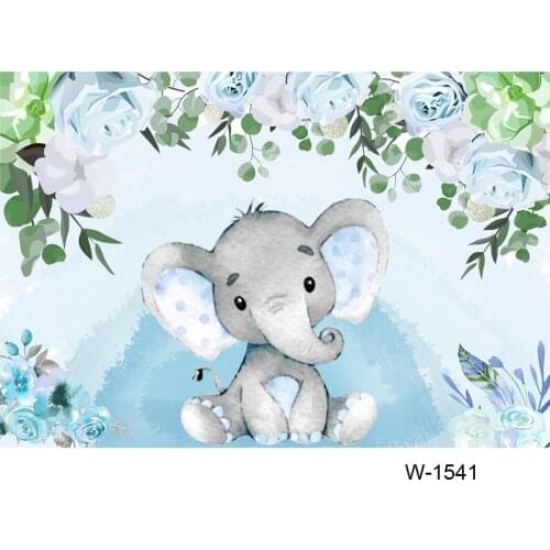 Cute Elephant Backdrop For girl/boy Baby Shower pink/blue Floral Petal Cake Table Decor Background Scene Setter Wall Decorations