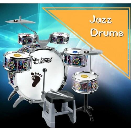 Fashion Large Children Music Jazz Drums Set ( 6 drums + 2 cymbals ) Thickened Eardrum Drum Score Seat Children percussion toys
