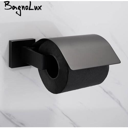 Black Design Easy to Install The Bathroom Kitchen Accessory Wall-mounted Stainless Steel Rustproof Toilet Paper Roll Holder