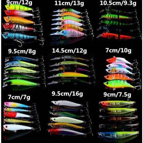 New Arrival 47pcs/lot Mixed Fishing Lures 9 Different Style Crankbait Fishing Tackle Artificial 47 Colors Wobblers Fish bait