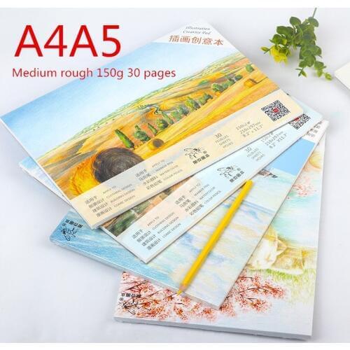 A4/A5 Illustration Drawing Cover blank white pages Illustration Graffiti for watercolor/Marker/oil pastel/color pencil painting