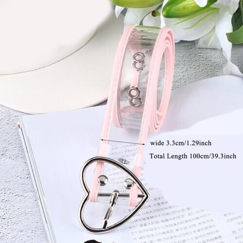 Resin Transparent Belts Heart Square Round Metal Buckle Belt Harajuku Casual Waistband Pink White Black Dress Accessories Blets