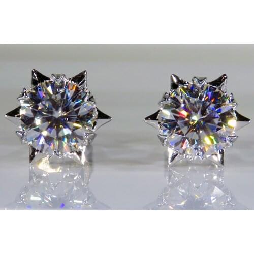 10K Au417 White Gold Women Stud Earrings Moissanite Diamonds 2 Carat Round Elegant Wedding Party Engagement Anniversary
