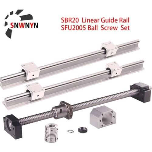 SFU2005 Ballscrew BK/BF15 End Support SBR20 Linear Guide SBR20UU Linears Bearing Set For CNC 3D Printing Customizable Any Length