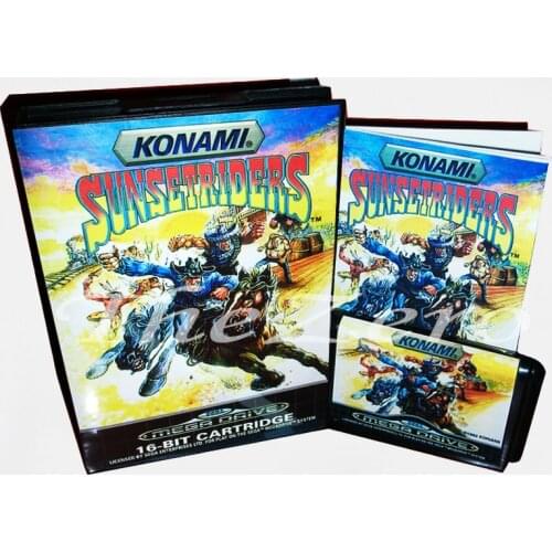Memory Card Sunset Riders With Box and Manual Book for 16 bit Sega Megadrive Video Game Card MD for Genesis mortal
