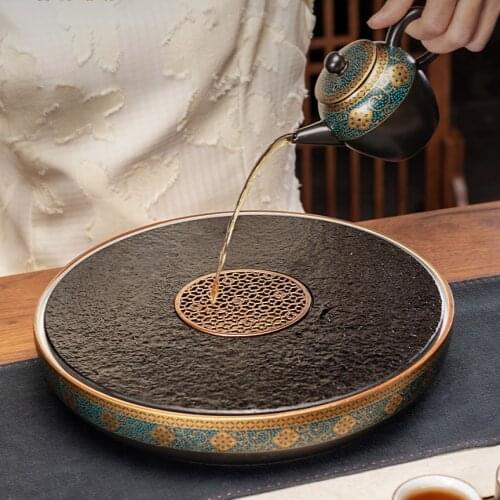 Dry Pour Tea Tray Environmental Protection Water Storage Old-Fashioned Ceramic Chinese Tea Tray Plateau Decoration Tea Set