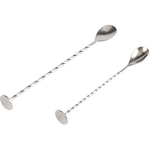 High Quality Stainless Steel Cocktail Bar Spiral Pattern Drink Shaker Muddler Stirrer Twisted Mixing Spoon Kitchen Tableware