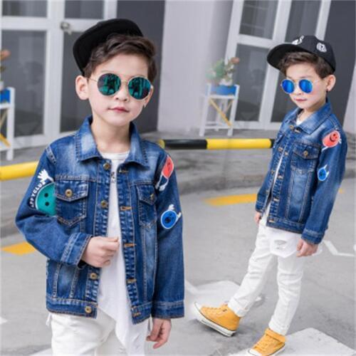 High quality Cartoon print hot selling New Boys coats denim jackets kids jeans outwear Turn-down Collar Boys Jacket