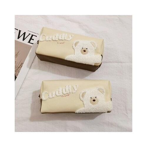 Japanese ins cute cartoon latte bear large-capacity student stationery pencil case high-value girl heart pencil case female