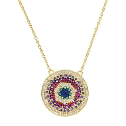 Fashion Jewelry Rhinestone Evil Eye Necklace Hamsa Short layer Necklace drop shipping elegant coloful cz necklace gold color