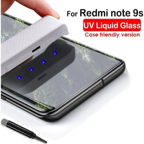For xiaomi redmi note 9s UV Liquid full Glue Glass for xiaomi redmi note 9 pro max note 9 s pro max uv glue screen protector
