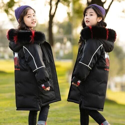 -30℃ girls winter coat clothes clothing parka real fur collar jacket for girl Down hooded coat Teenager Outerwear children 4-13Y