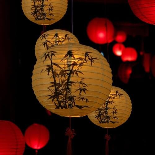 1 Set Of Antique Style Design Printed Paper Lantern Chinese Paper Lamp Lantern Antique Printed Paper Lanterns