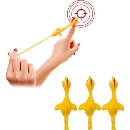 1PCs Shooting Turkey Funny Rubber TPR Chicken Stretchy Flying Turkey Finger Birds Sticky Novelty Gags Practical Joke Trick Toys