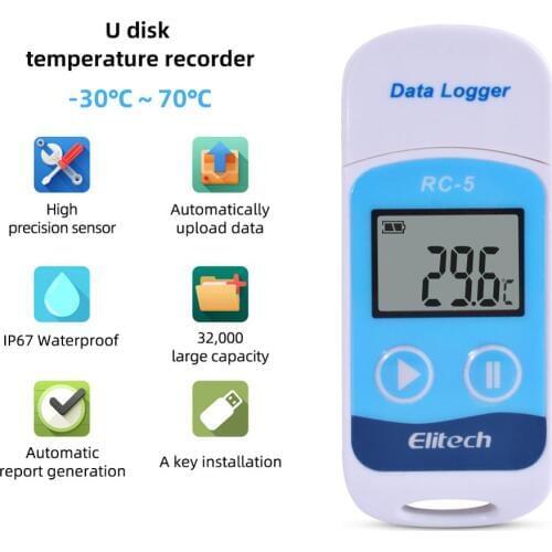 10 Pieces/Lot RC-5 High-precision USB Temperature Data Logger for Warehouse Storage, Refrigerated Transport, Laboratory
