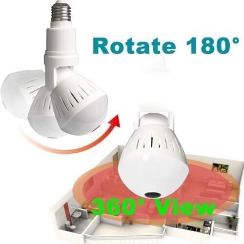 1080P 360 Panoramic Fisheye Lens Bulb Lamp Wireless WiFi IP for Baby Monitor Remote Lighting Camera Home Security Surveillance