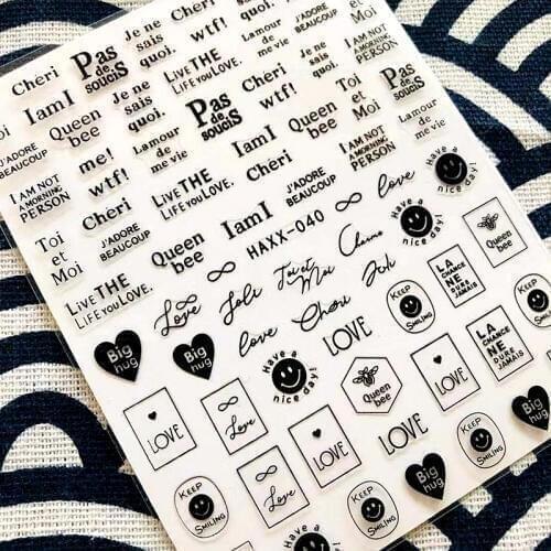 Newest letter series HAXX-40-41-42 Queen bee english letter colorful designs 3d nail art sticker nail decal accessories