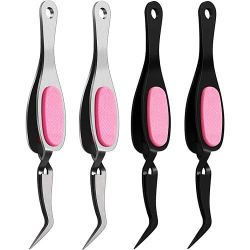 4PCS Craft Tweezers Stainless Steel Soft-Grip Precision Tweezers for Jewelry Beading Electronics Laboratory Work