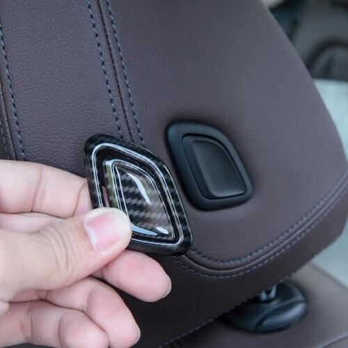 4pcs Carbon Fiber Style ABS Plastic Car Headrest Button Decorative Cover Trim for BMW X3 X4 3 Series 2018-2020 Model Accessories