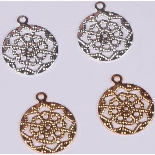 50pcs/lot copper material gold silver color Hollow Flower Jewelry Findings Link Connectors Pendant for bracelet DIY jewelry