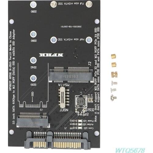 M.2 NGFF MSATA SSD to SATA 3.0 Adapter 2 in 1 Converter Card for PC Laptop