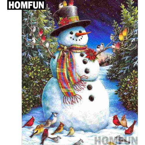 HOMFUN Full Square/Round Drill 5D DIY Diamond Painting "Christmas snowman" 3D Embroidery Cross Stitch 5D Home Decor A00955