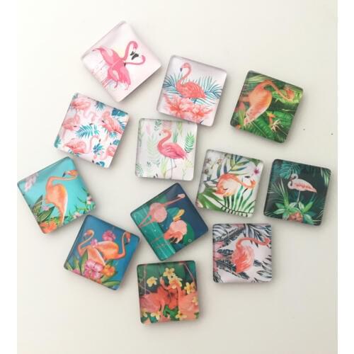 Free shipping12pcs 3cm Square Tropical Animal Crystal Fridge Magnet Cute Flamingo Message Stickers Home Decor Summer Decoration